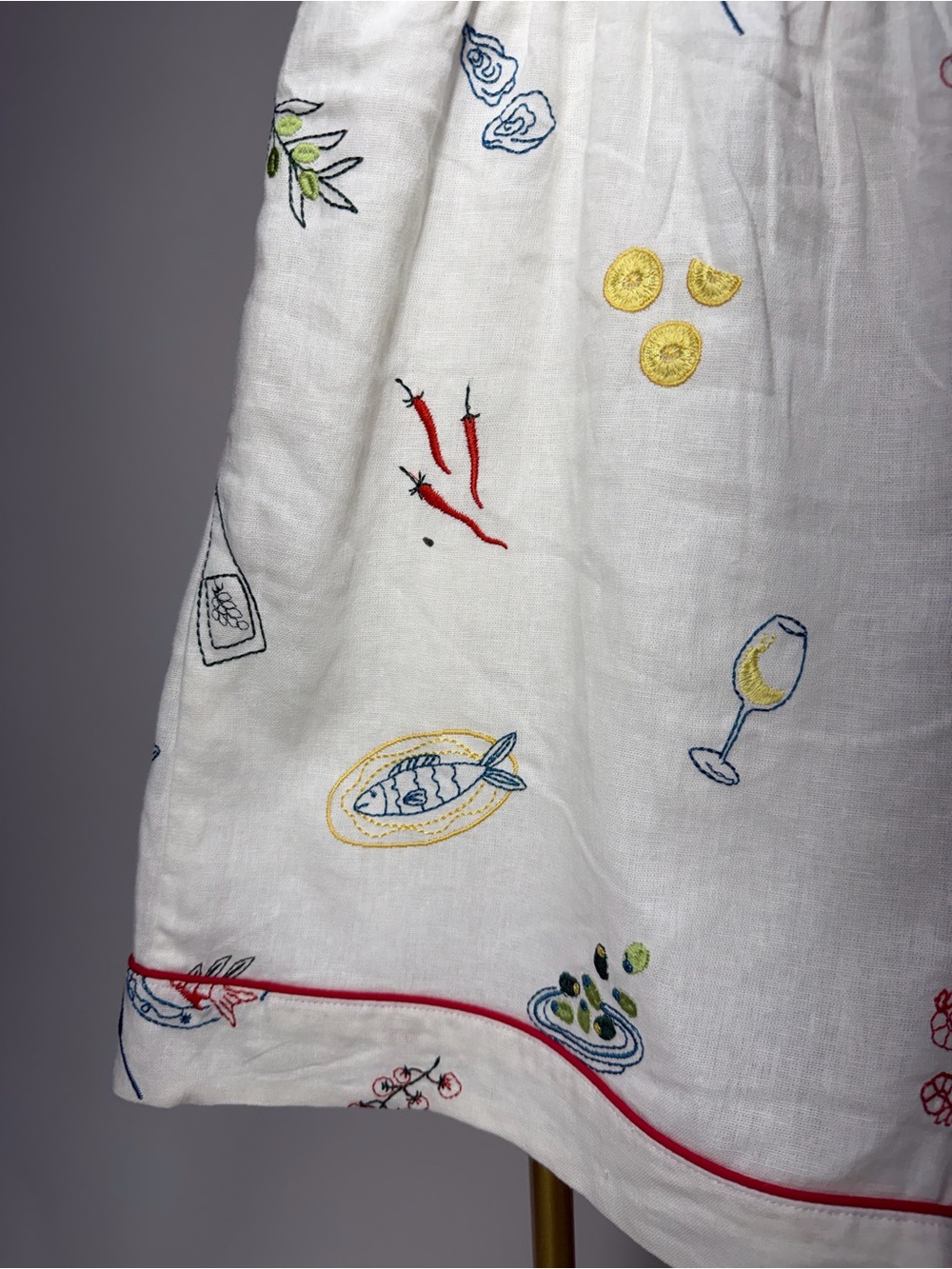 Caroline Constas White Embroidery Linen blend Romper Size Medium - Picture 8 of 12